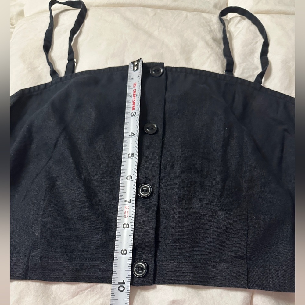 Outerknown Eclipse Tank Women's Black Button-Up Linen Crop Top - NWT - Size L - Picture 8 of 10